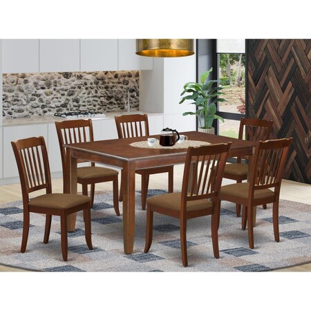 East West Furniture 7 Piece Dudley Dinette Set - Mahogany DUDA7-MAH-C
